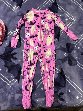Little Sleepies Pink Ghost & Spider Footed One-Piece Pajamas